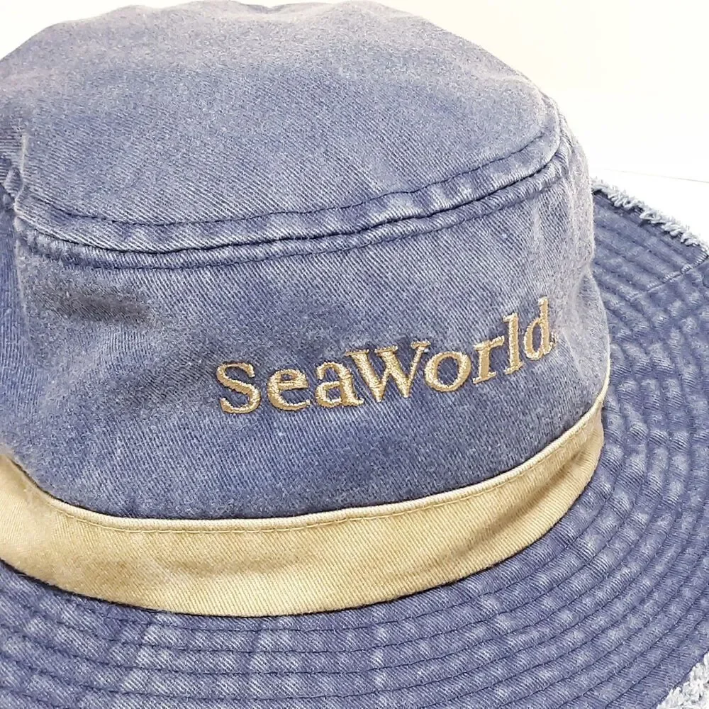 Sea World Adventure Parks Bucket Hat Blue Embroidered Youth One Size